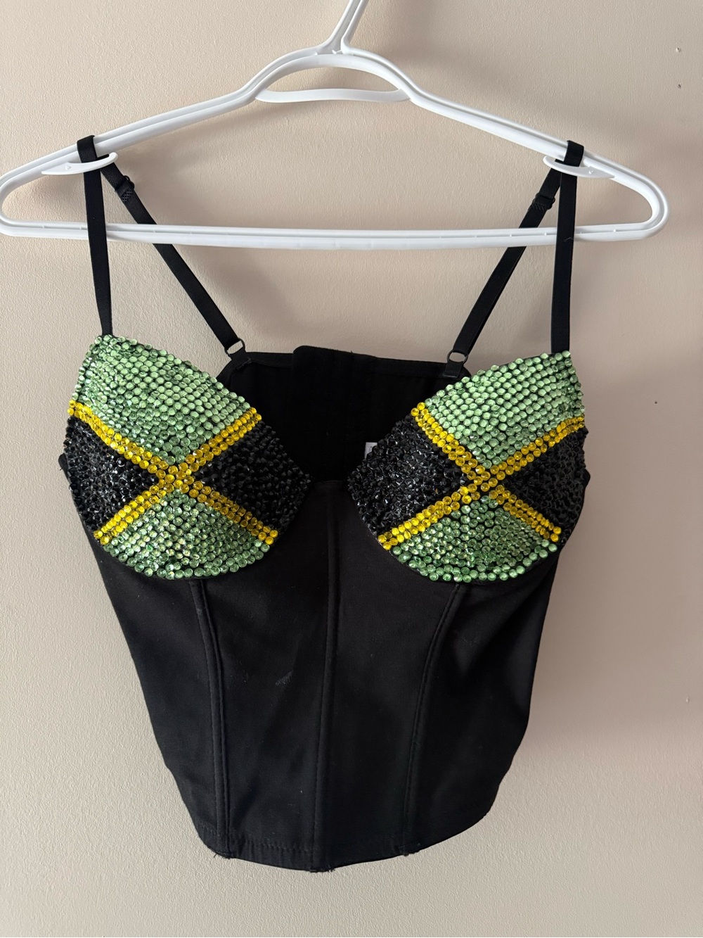 Custom Made Jamaican Flag Black Bustier Top